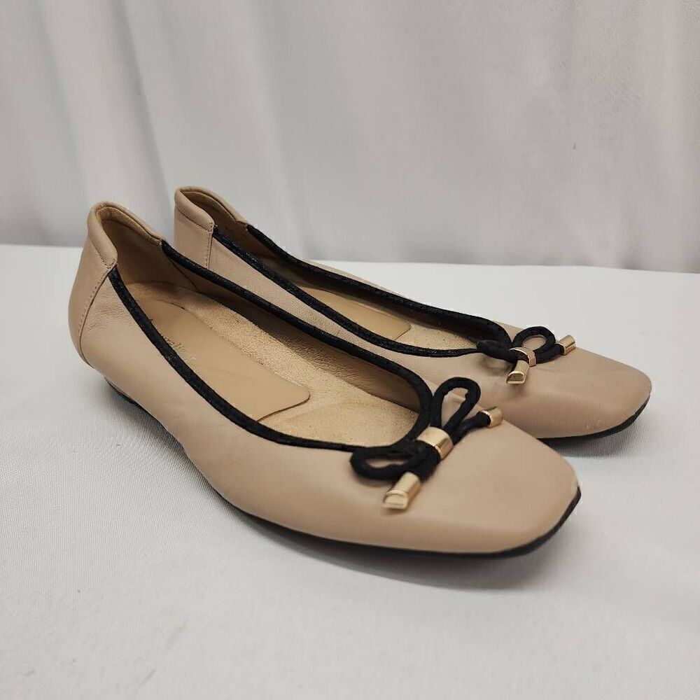 Naturalizer Size 8 Women's Dove Wedge Ballet Flats, Taupe Leather Comfy Work Car